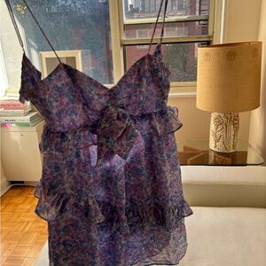 For Love and Lemons Floral Purple Debby Mini Dress